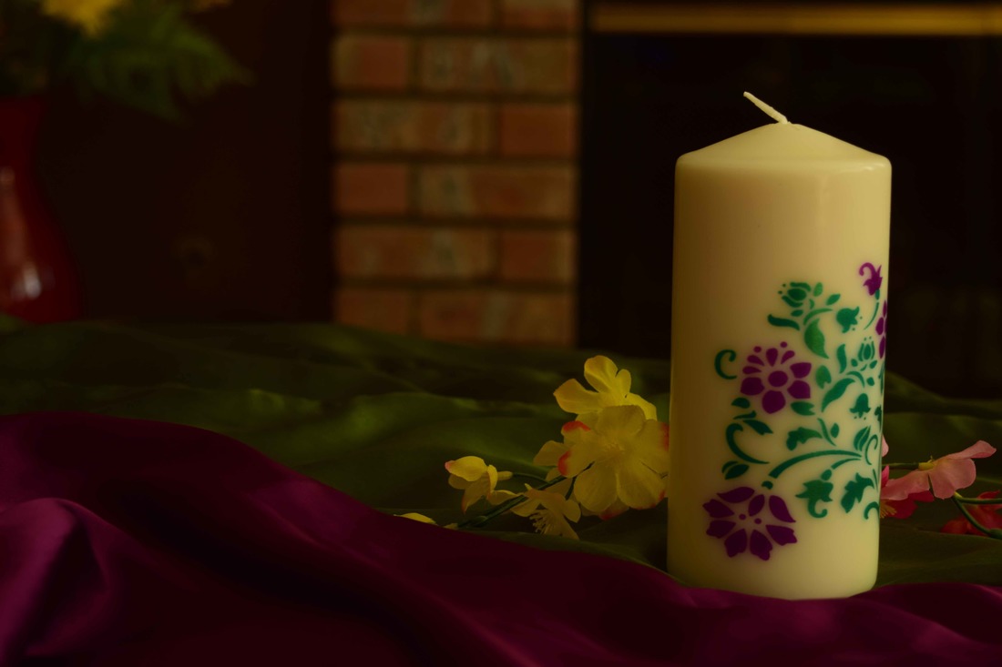 Two color printed wax candle $15.99